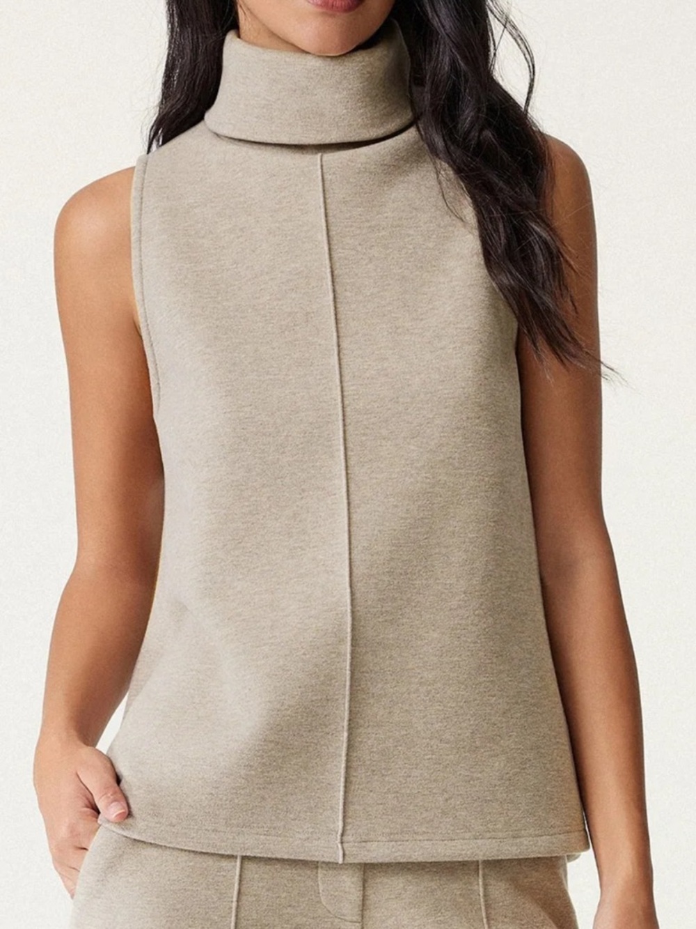 OGL | FuzzLuxe Turtle Neck Split Hem Top Heather Morganite | Small New with Tags